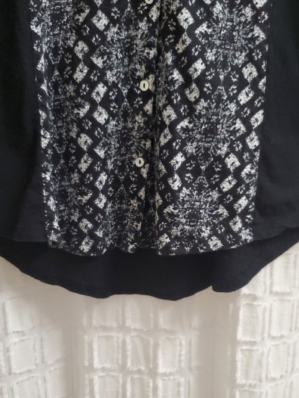 Lucky Brand Black Button-Front Blouse with Patterned Placket - Picture 8 of 16